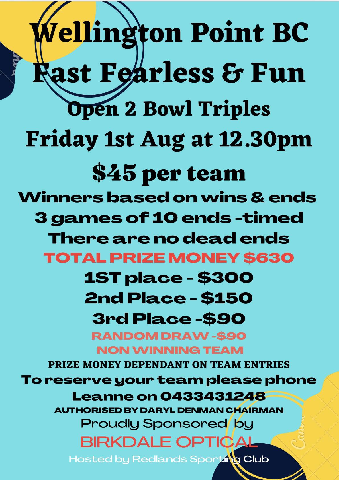 Open 2 Bowl Triples flyer