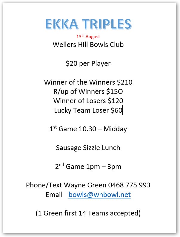 Ekka Triples flyer