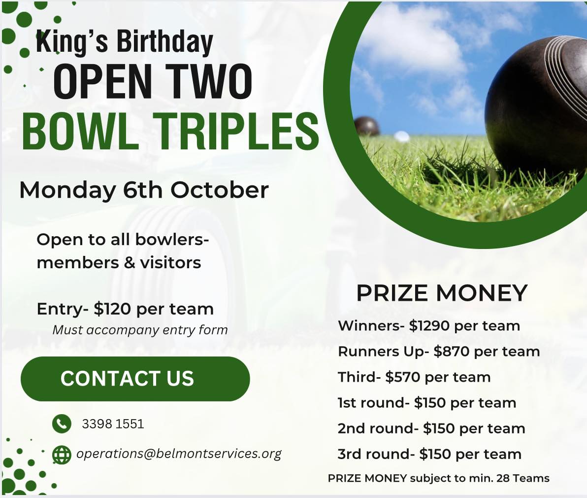 Open Two Bowl Triples flyer