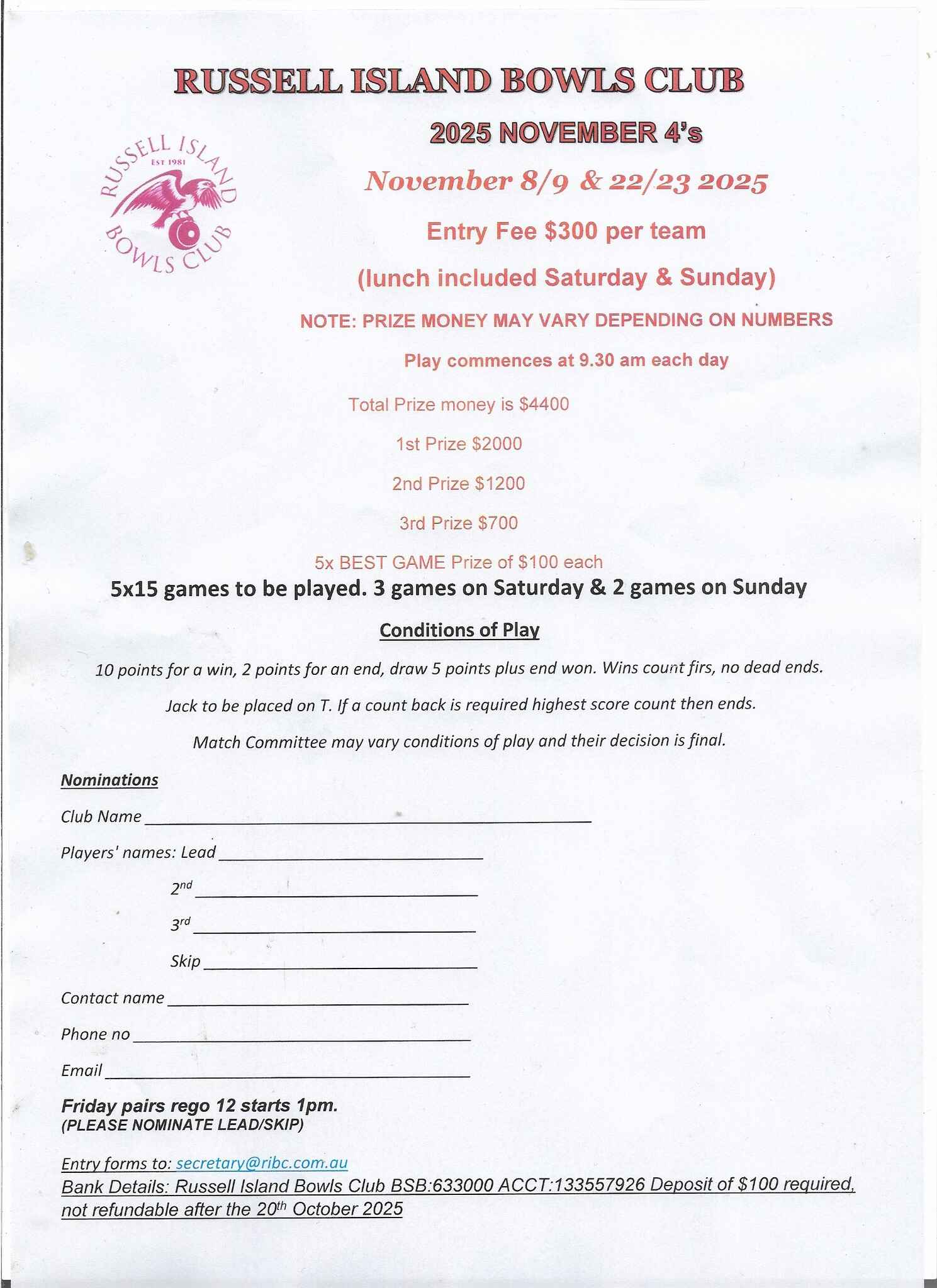 2025 November 4s flyer