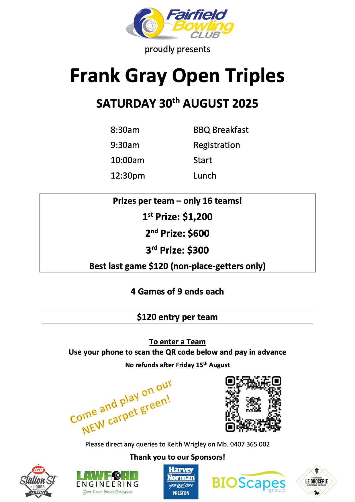 Frank Gray Open Triples flyer