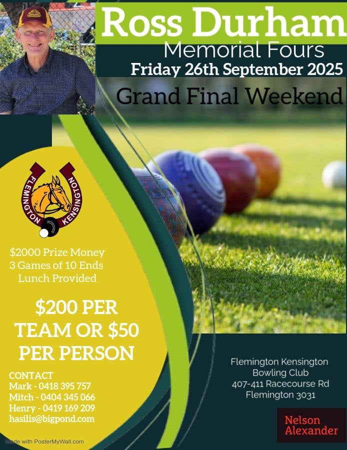 Ross Durham Memorial Fours flyer
