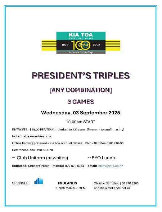 Presidents Triples flyer