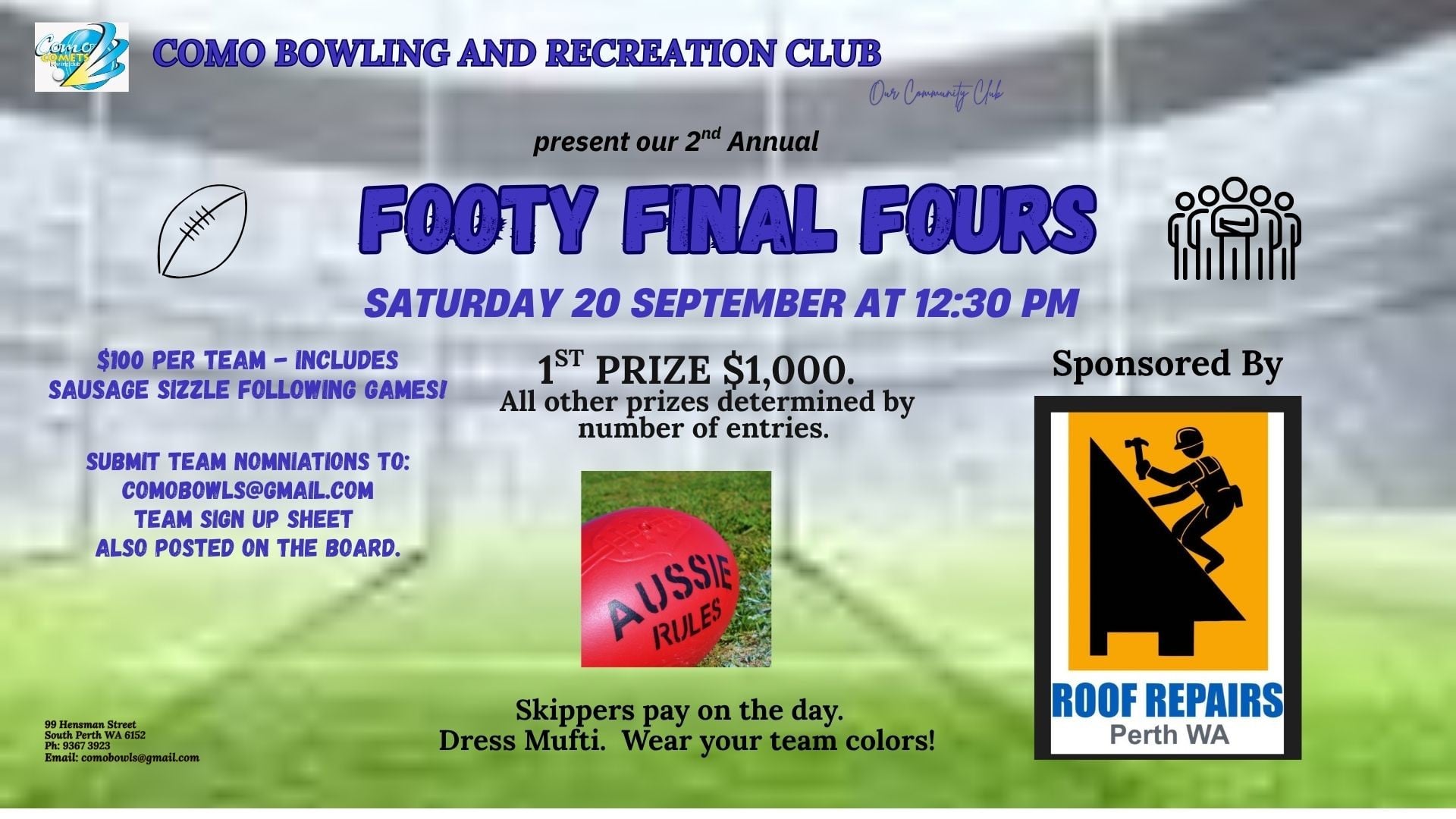 Footy Final Fours flyer
