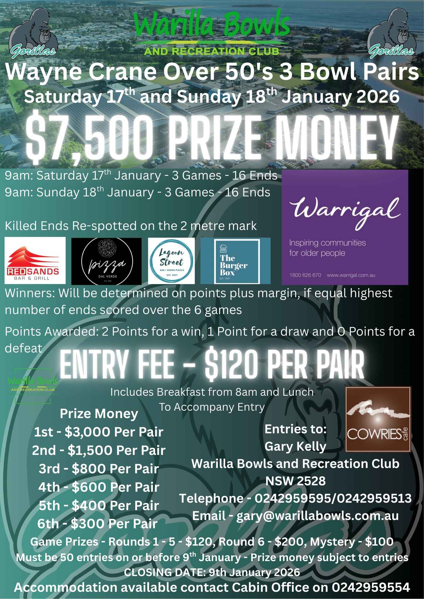 Wayne Crane Over 50s Pairs 2026 flyer