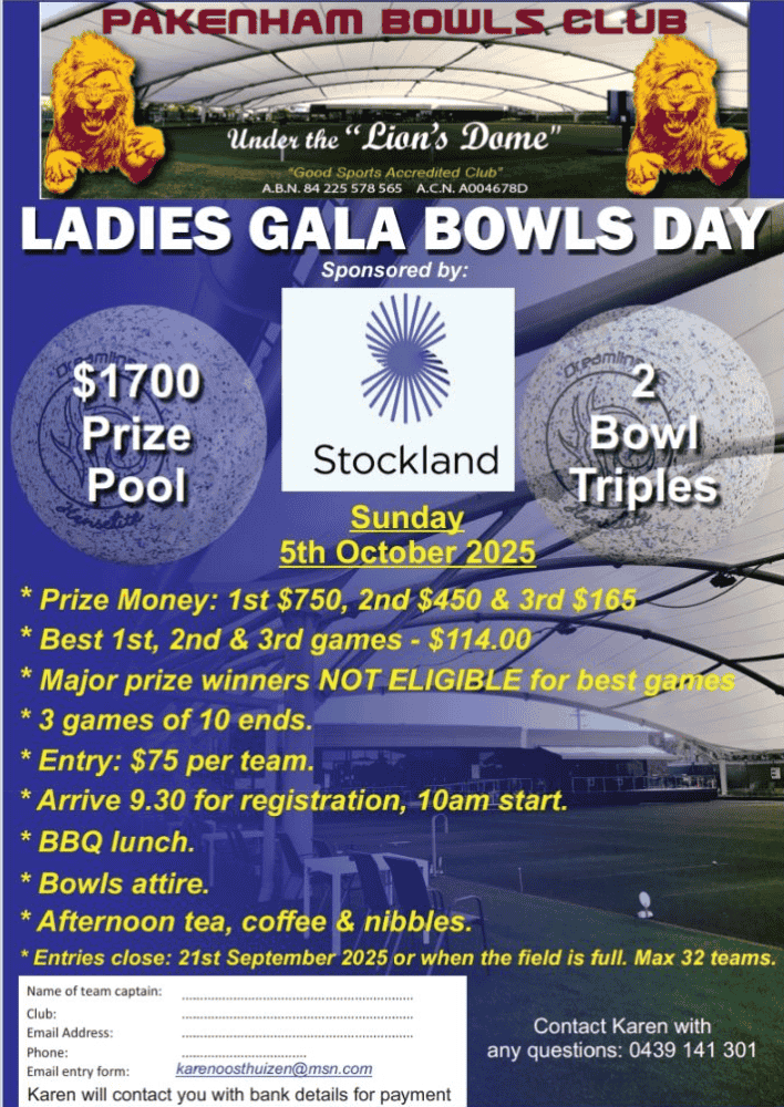 Ladies Gala Bowls Day flyer