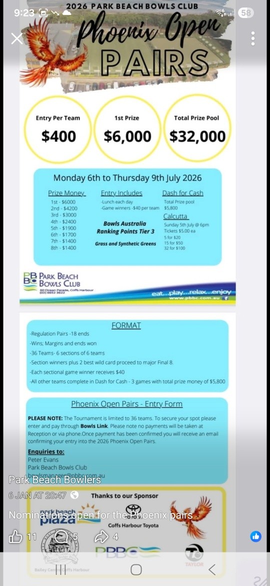 Phoenix Open Pairs flyer