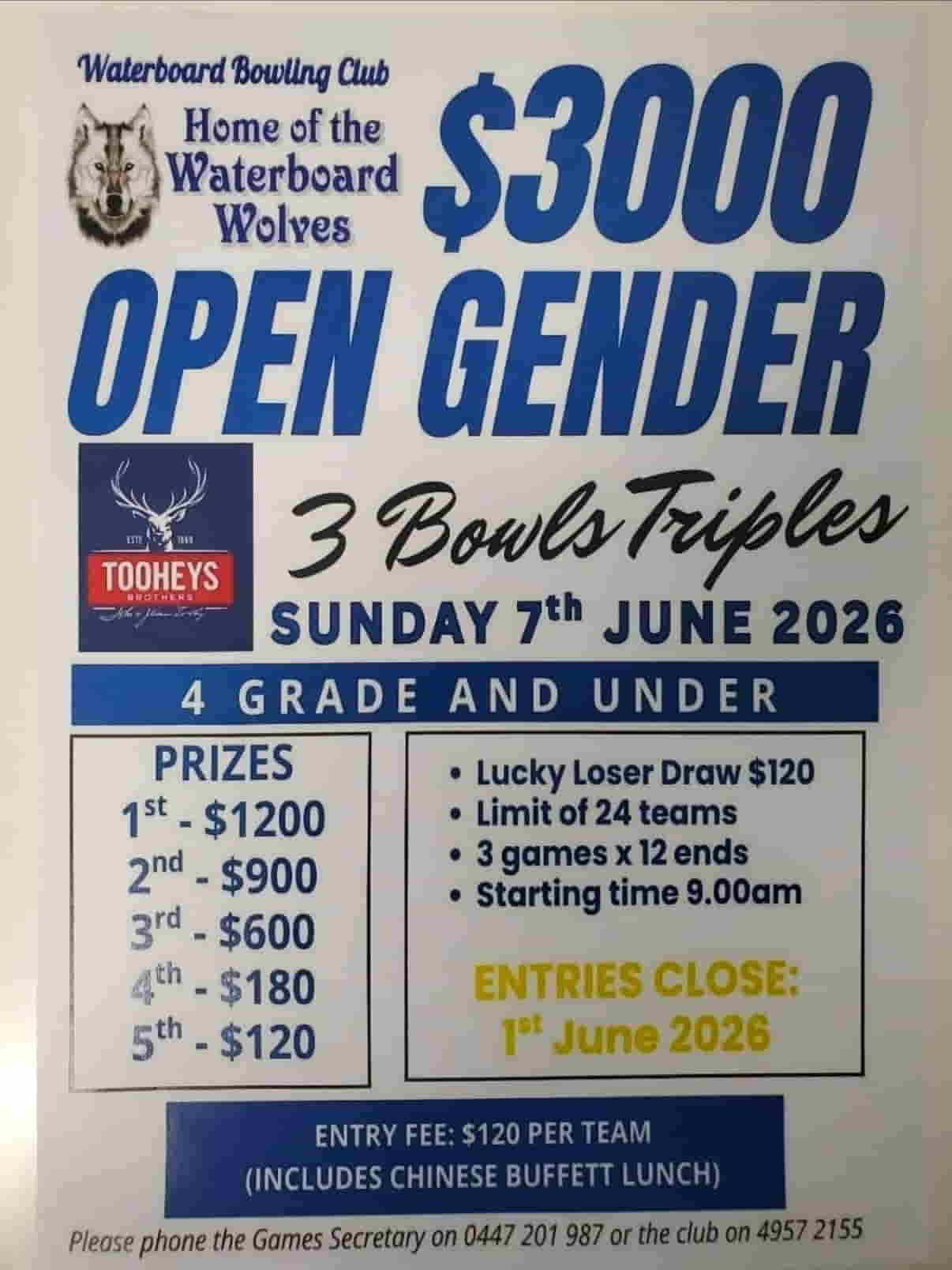$3000 Open Gender 3 Bowl Triples