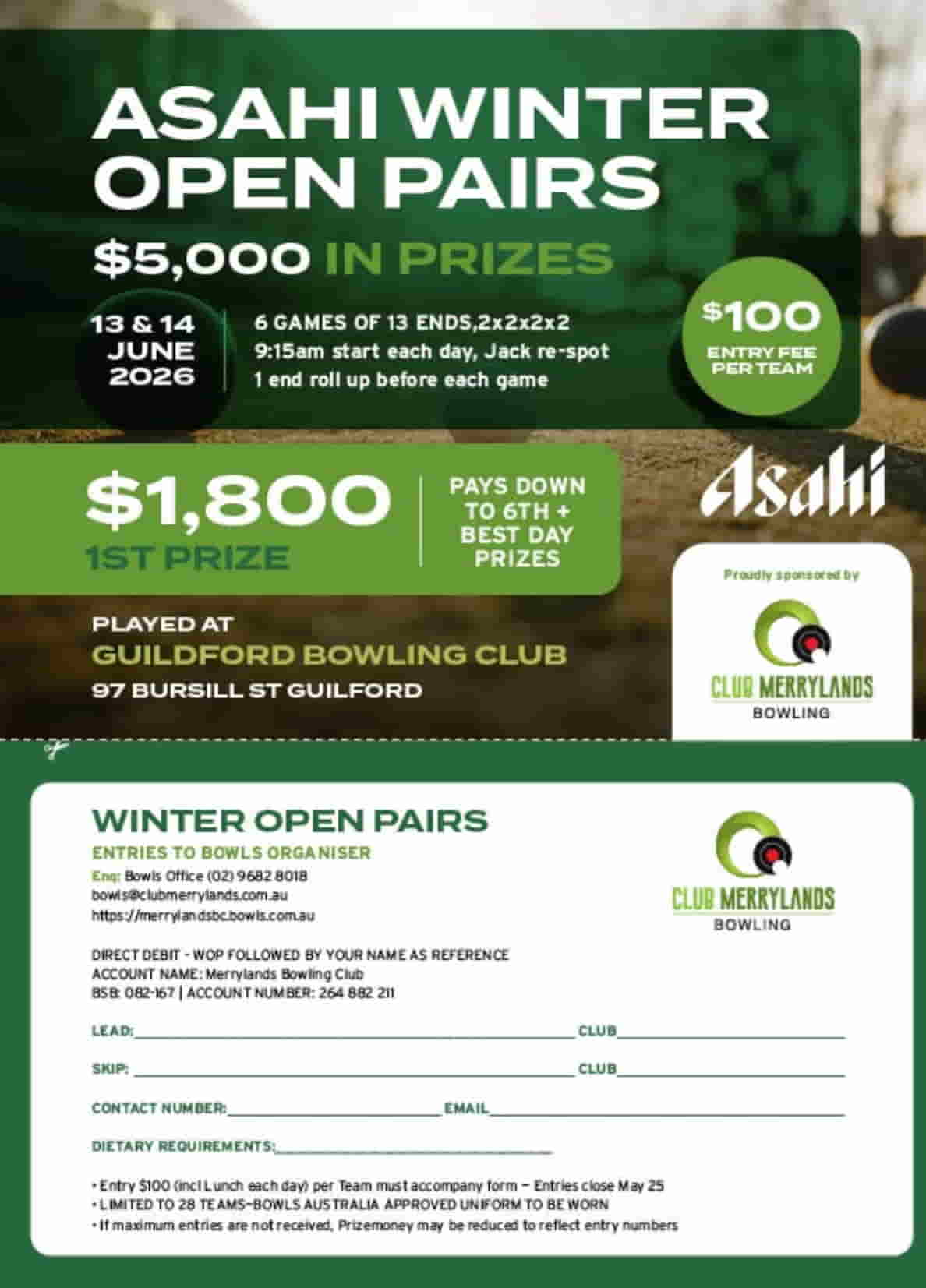Asahi Winter Open Pairs