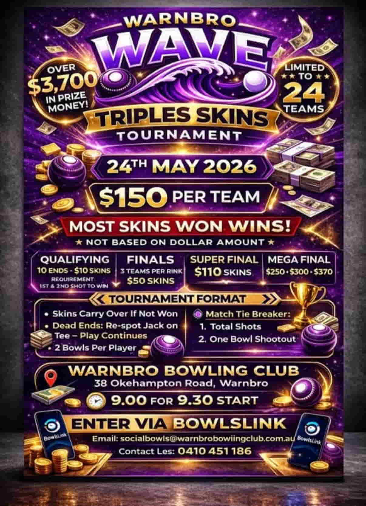 Warnbro Wave Triples Skins Tournament flyer