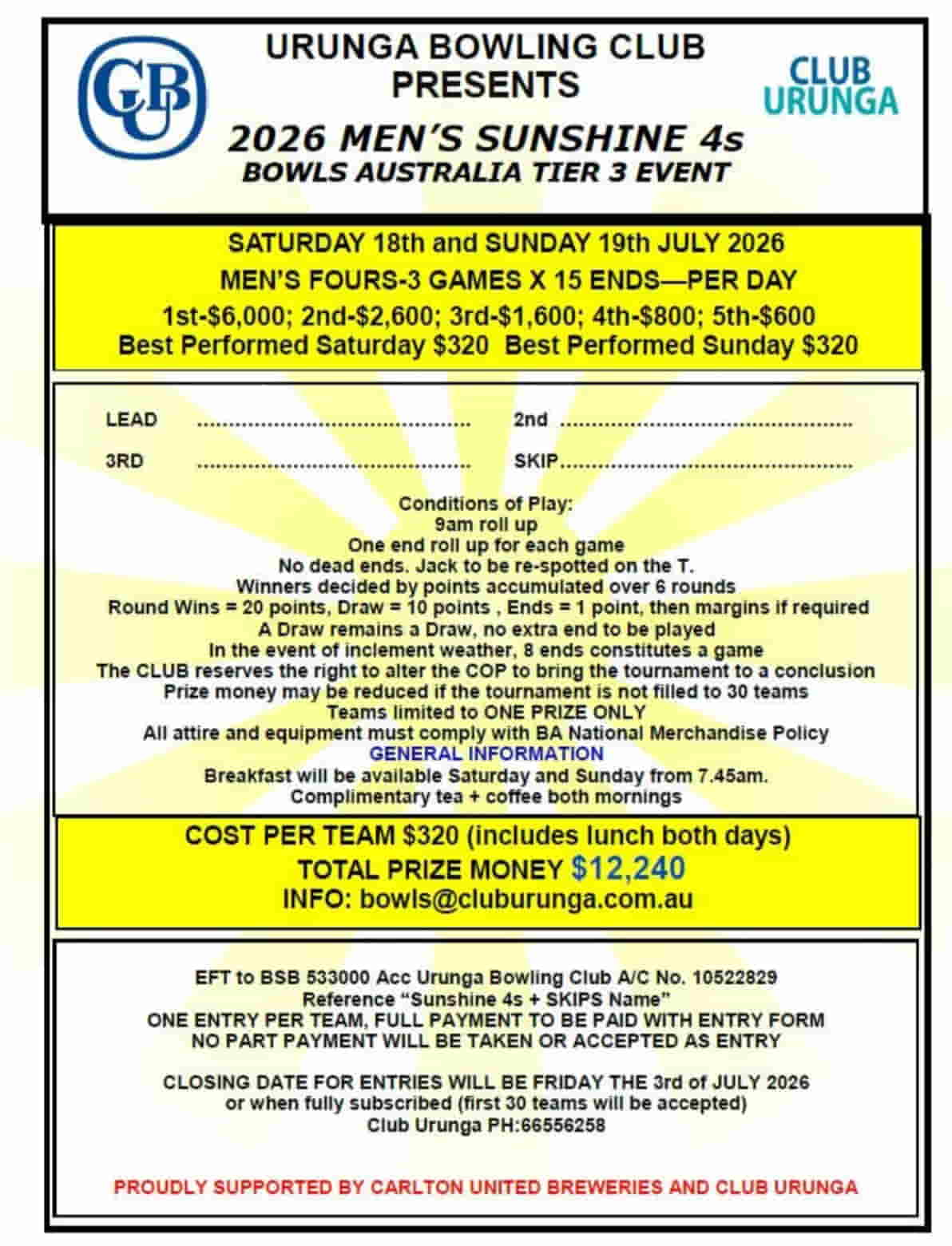 2026 Mens Sunshine 4s flyer