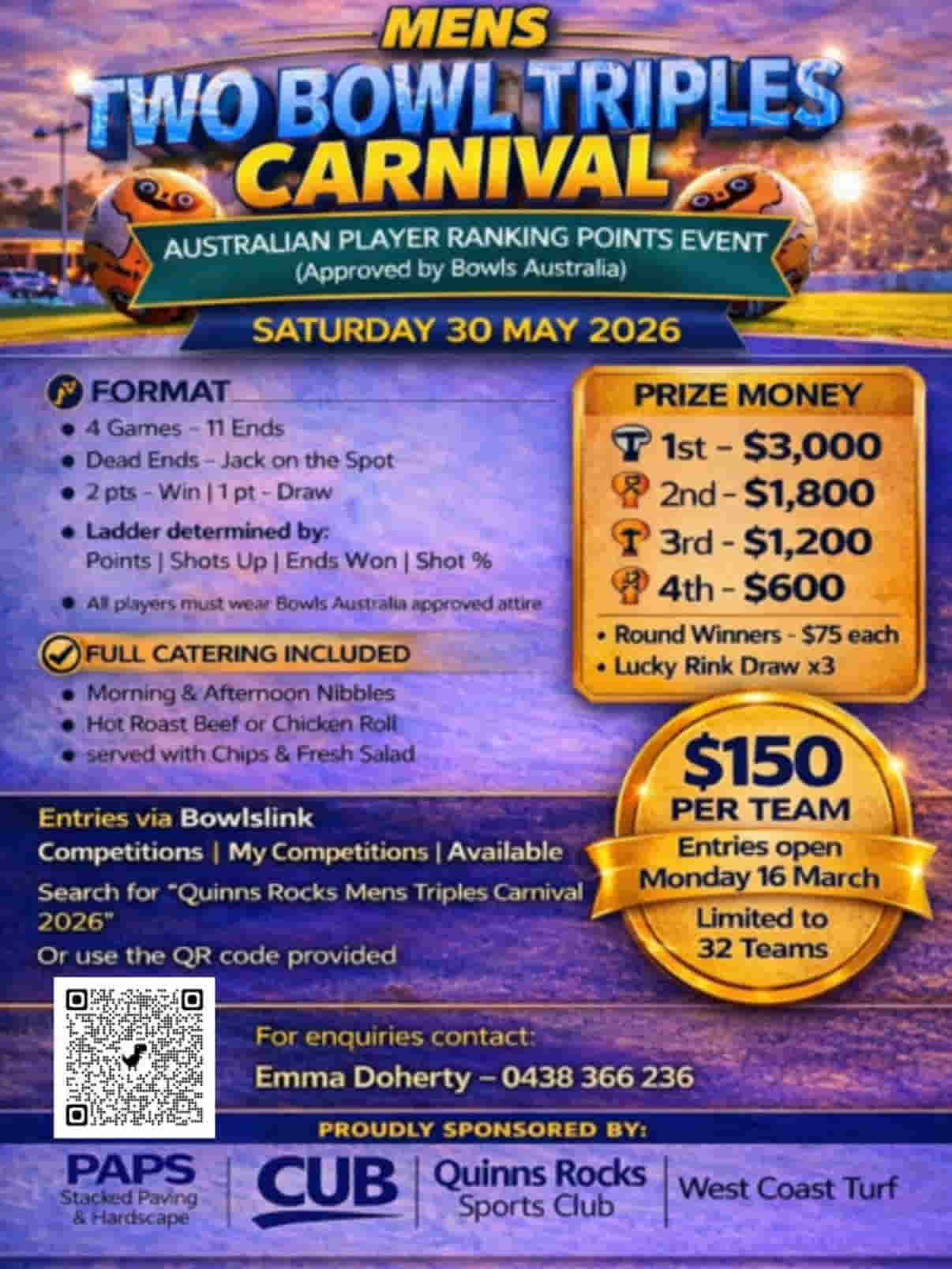 Mens 2 Bowl Triples Carnival