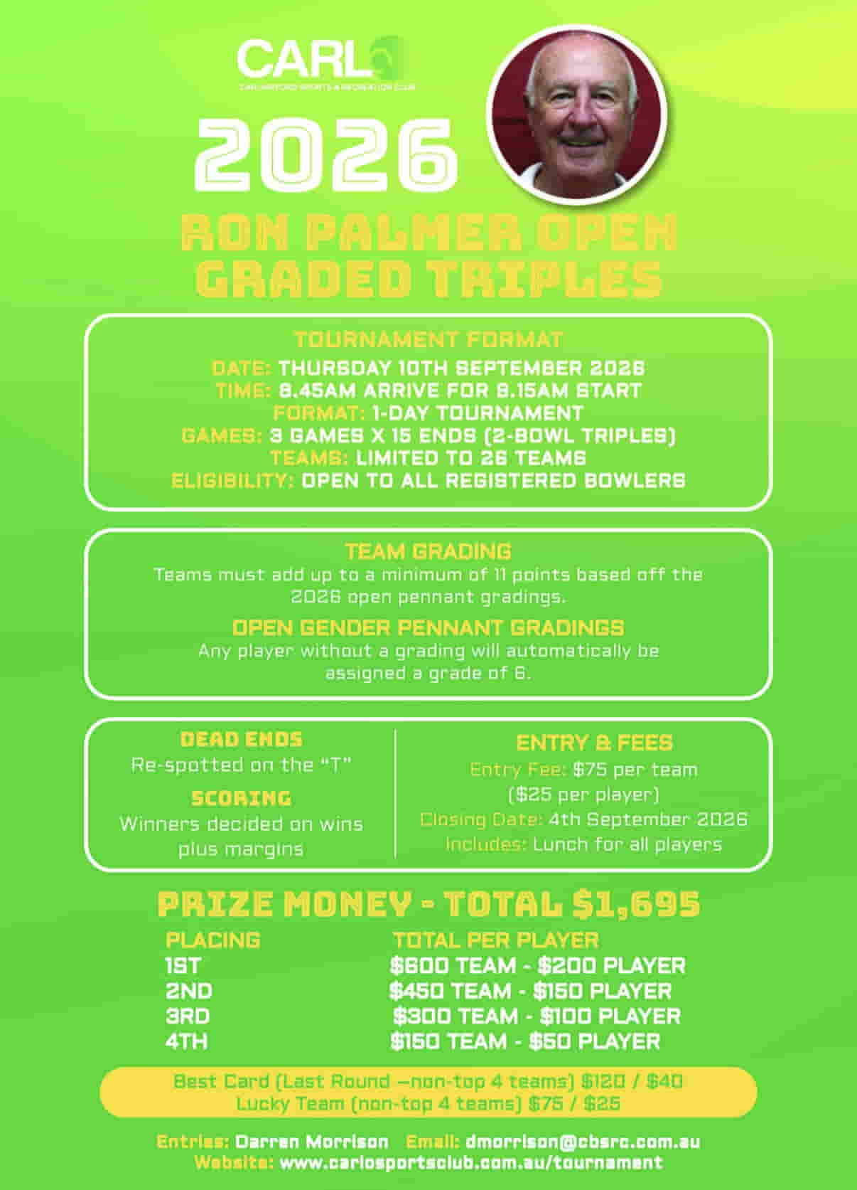 2026 Ron Palmer Graded Triples flyer