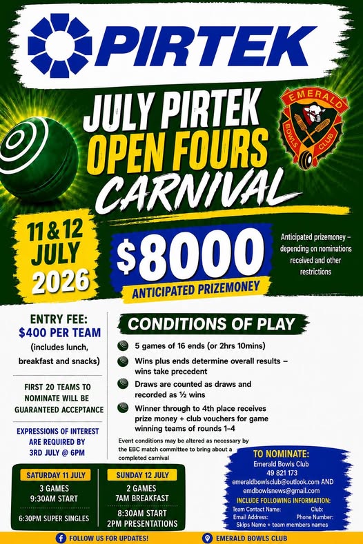 July Pirtek Open Fours