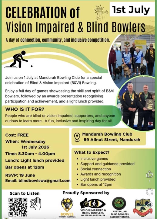 Celebration Of Vision Impaired Bowlers flyer