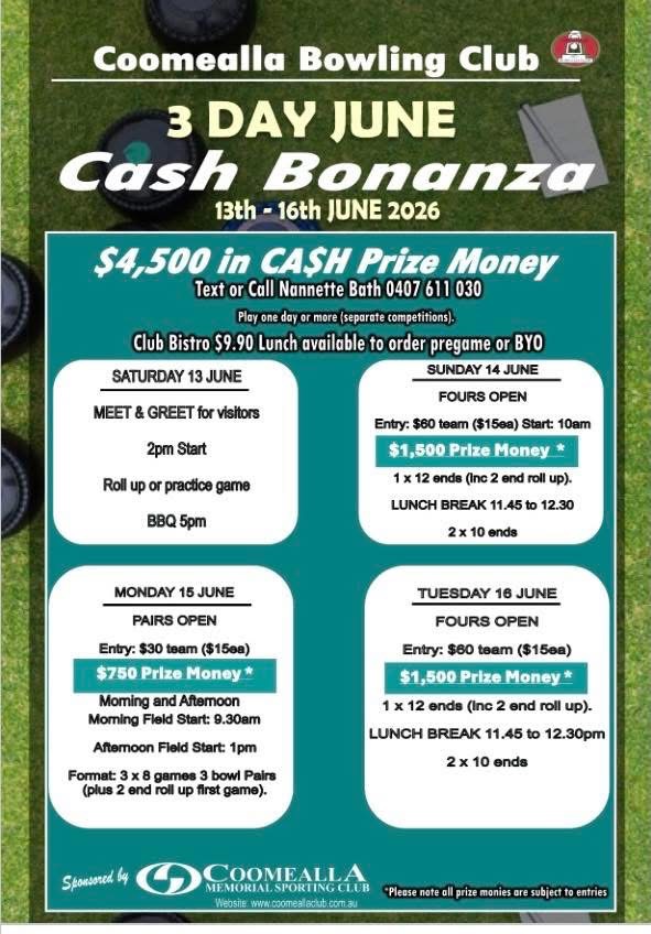 3 Day June Cash Bonanza flyer