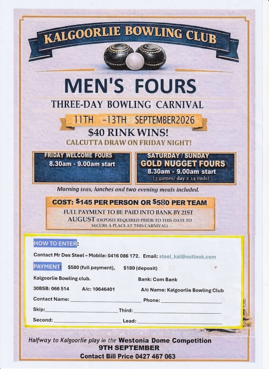 Mens Fours 3 Day Carnival