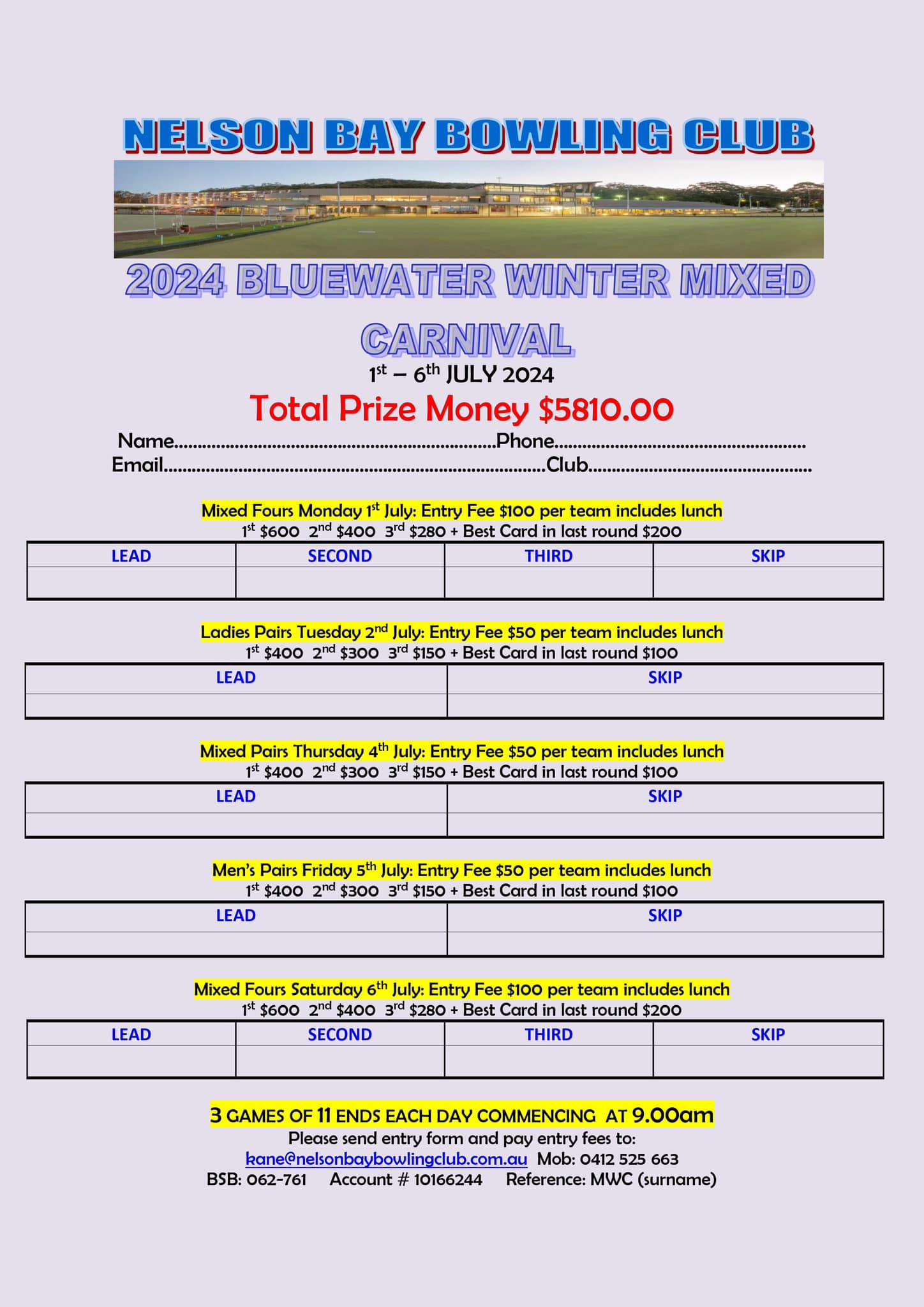 Bluewater Winter Mixed Carnival flyer