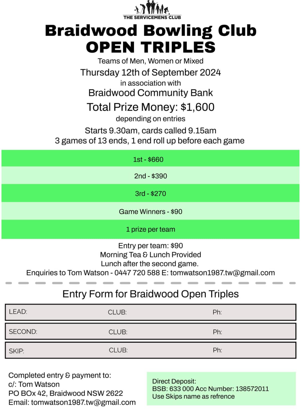 Braidwood Open Triples flyer