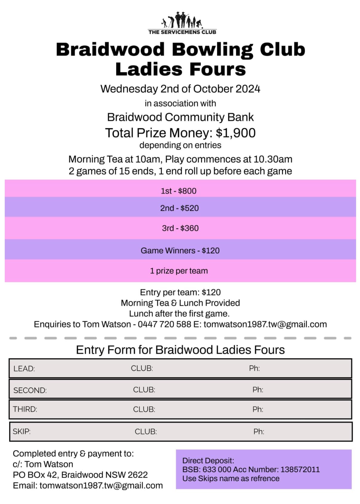 Braidwood Ladies Fours flyer