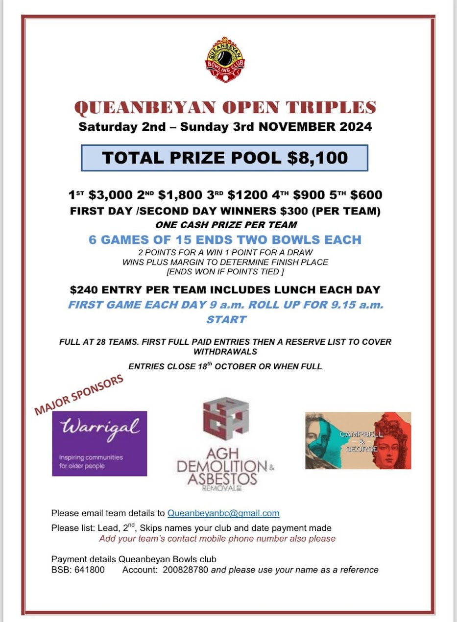 Queanbeyan Open Triples