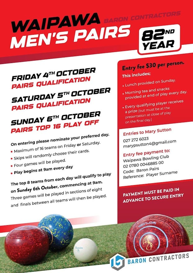 Waipawa Mens Pairs flyer