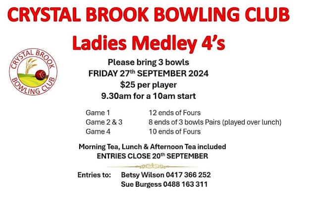 Crystal ladies Medley 4’s flyer