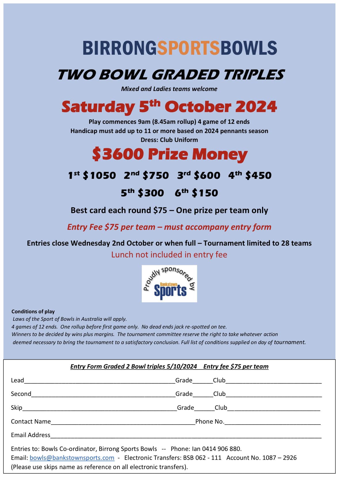Two Bowl Graded Triples