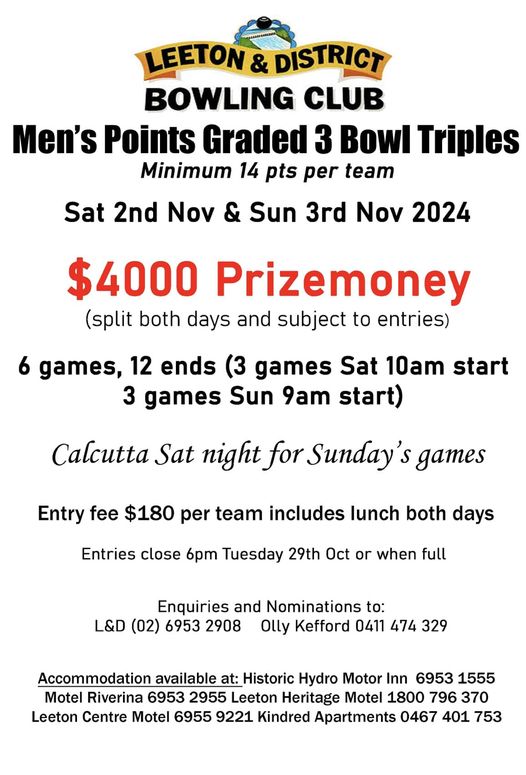 Mens Point Graded 3 Bowl Pairs flyer