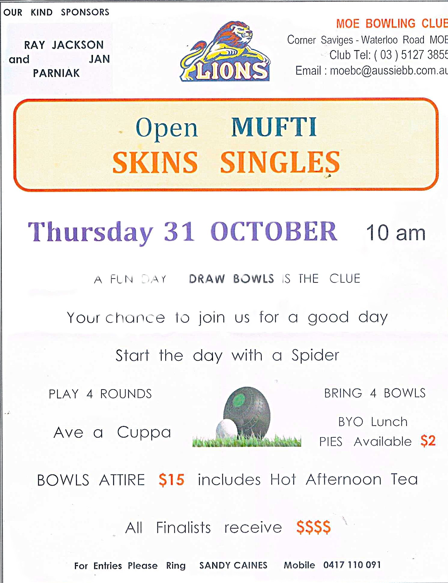 Open Mufti Skins Singles flyer