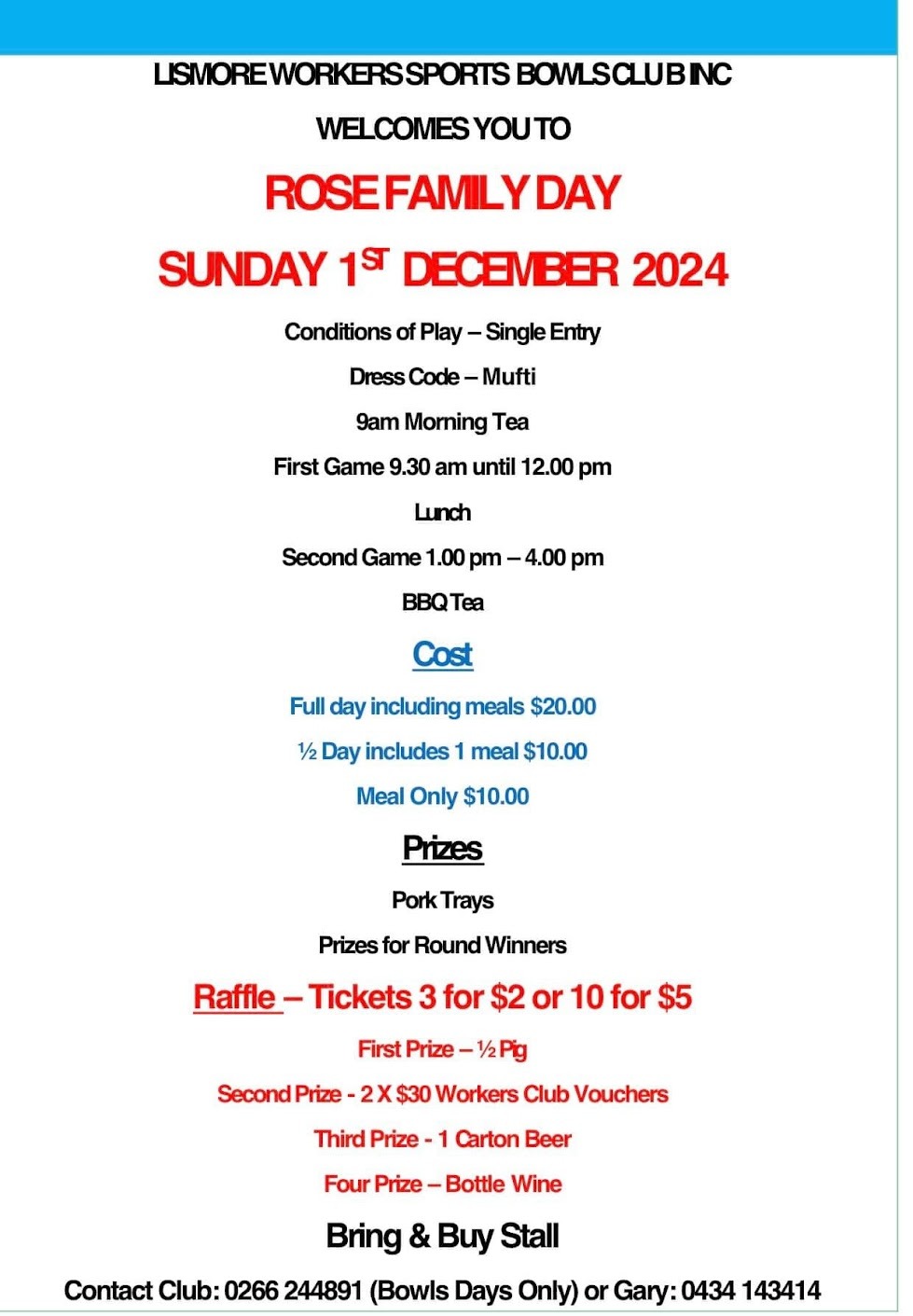 Rose Family Day flyer