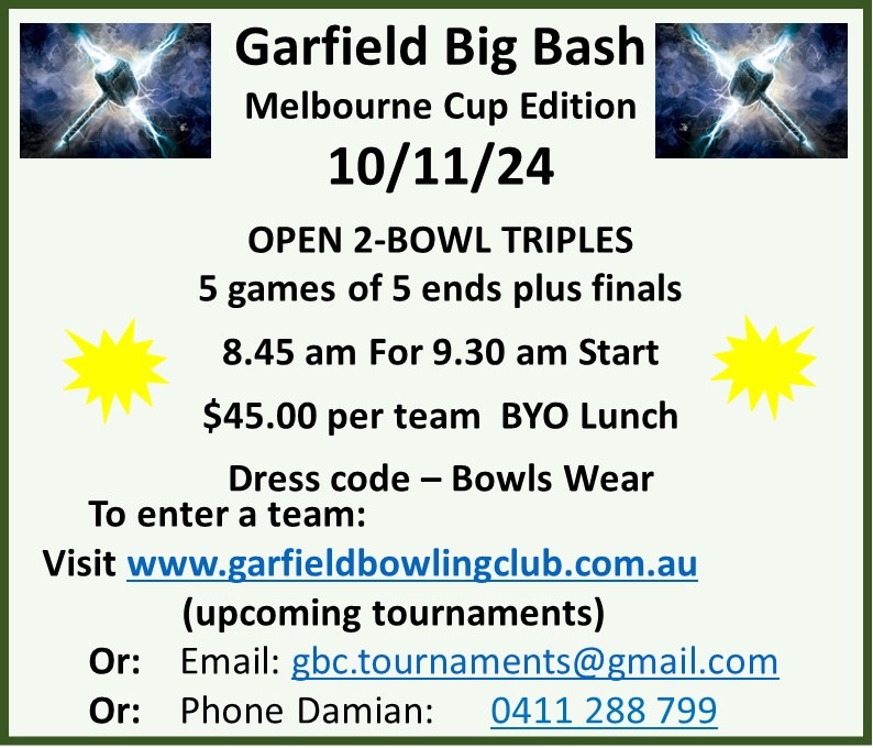 Garfield Big Bash flyer