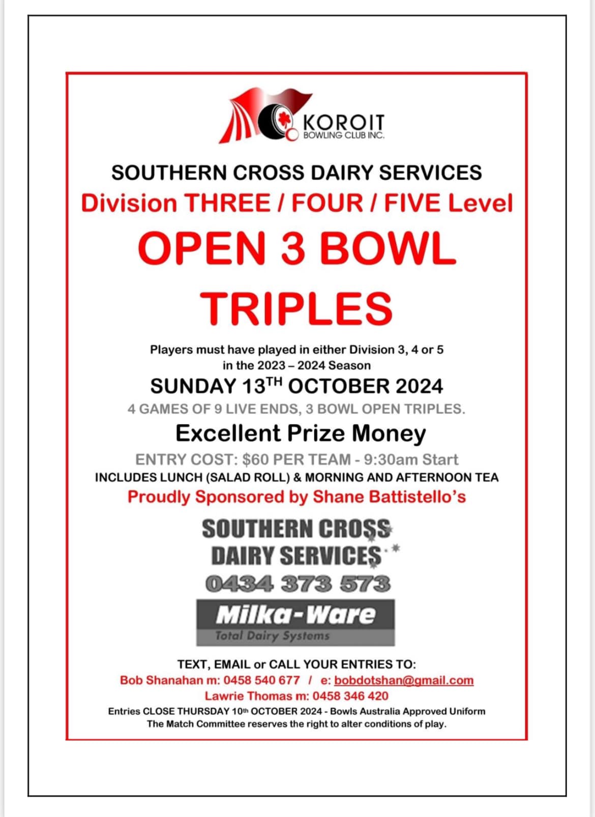 Open 3 Bowl Triples flyer