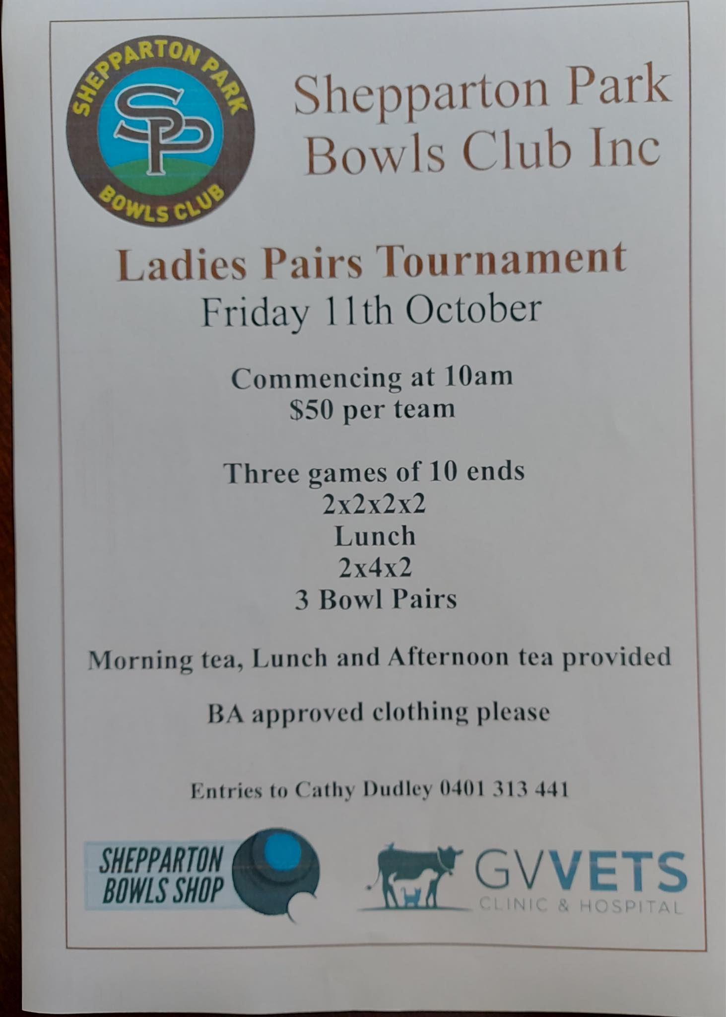 Ladies Pairs Tournament flyer