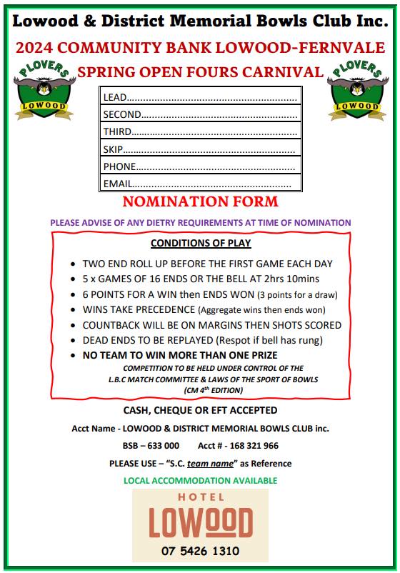 2024 Spring Open Fours Carnival flyer