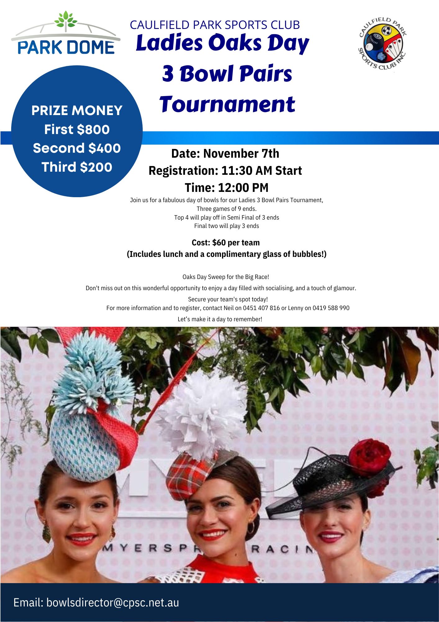 Ladies Oaks Day 3 Bowl Pairs flyer