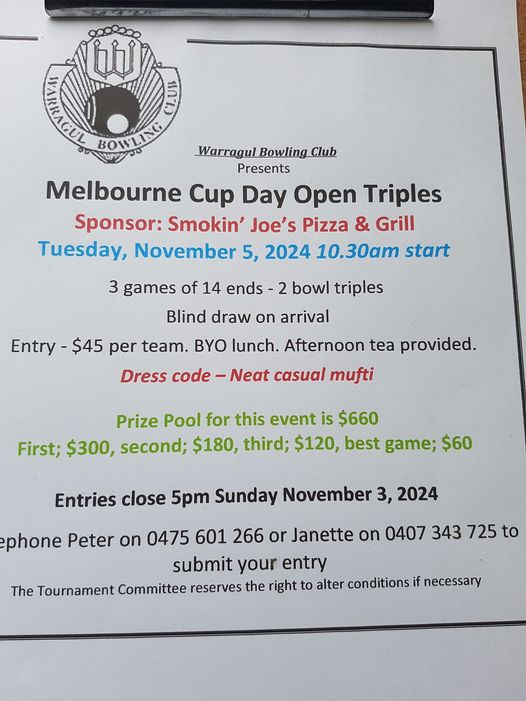 Melbourne Cup Day Open Triples flyer