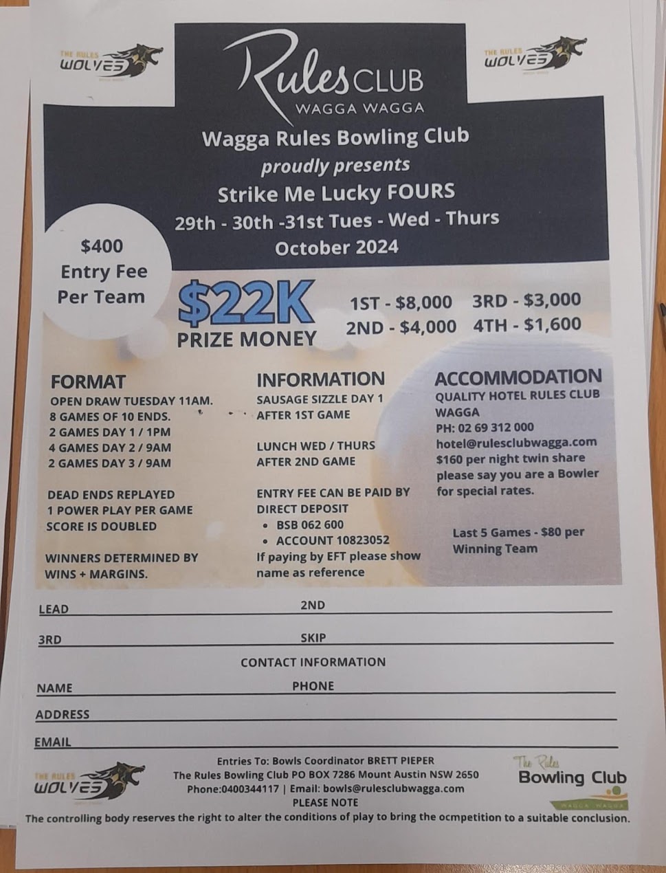 Strike Me Lucky Fours flyer