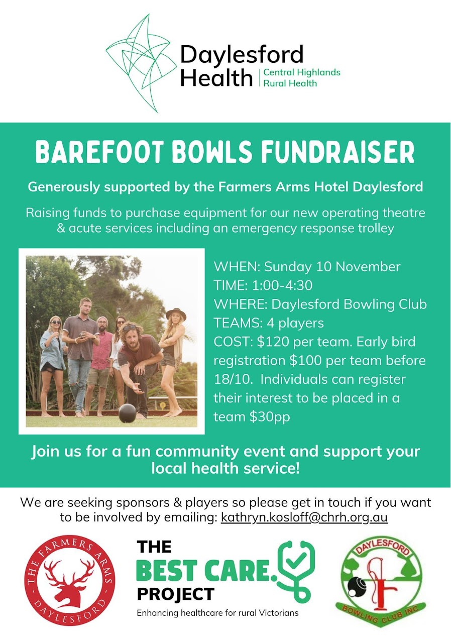 Barefoot Bowls Fundraiser flyer