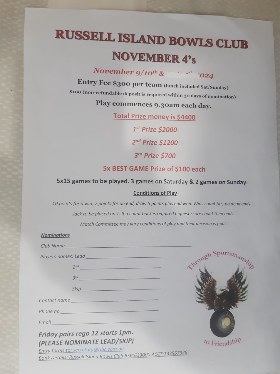 Russell Island November 4s flyer