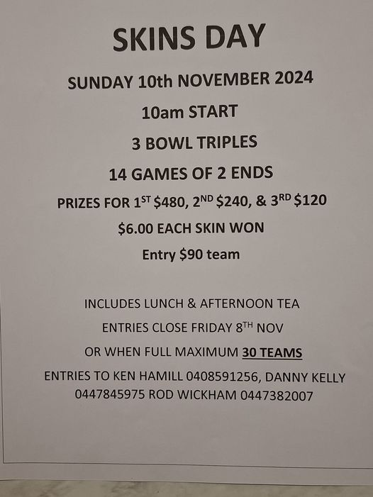 Lake Boga Skins Day flyer