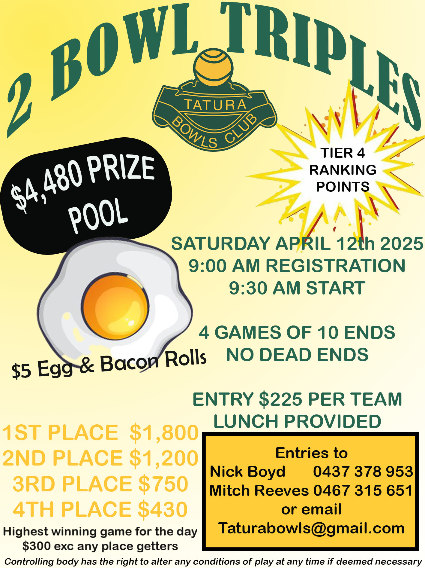 2 Bowl Triples Tournament flyer
