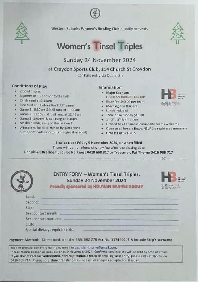 Womens Tinsel Triples flyer